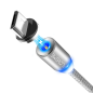 Preview: Floveme Mikro USB LED Magnet Ladekabel & Magnet Plug 1m silber